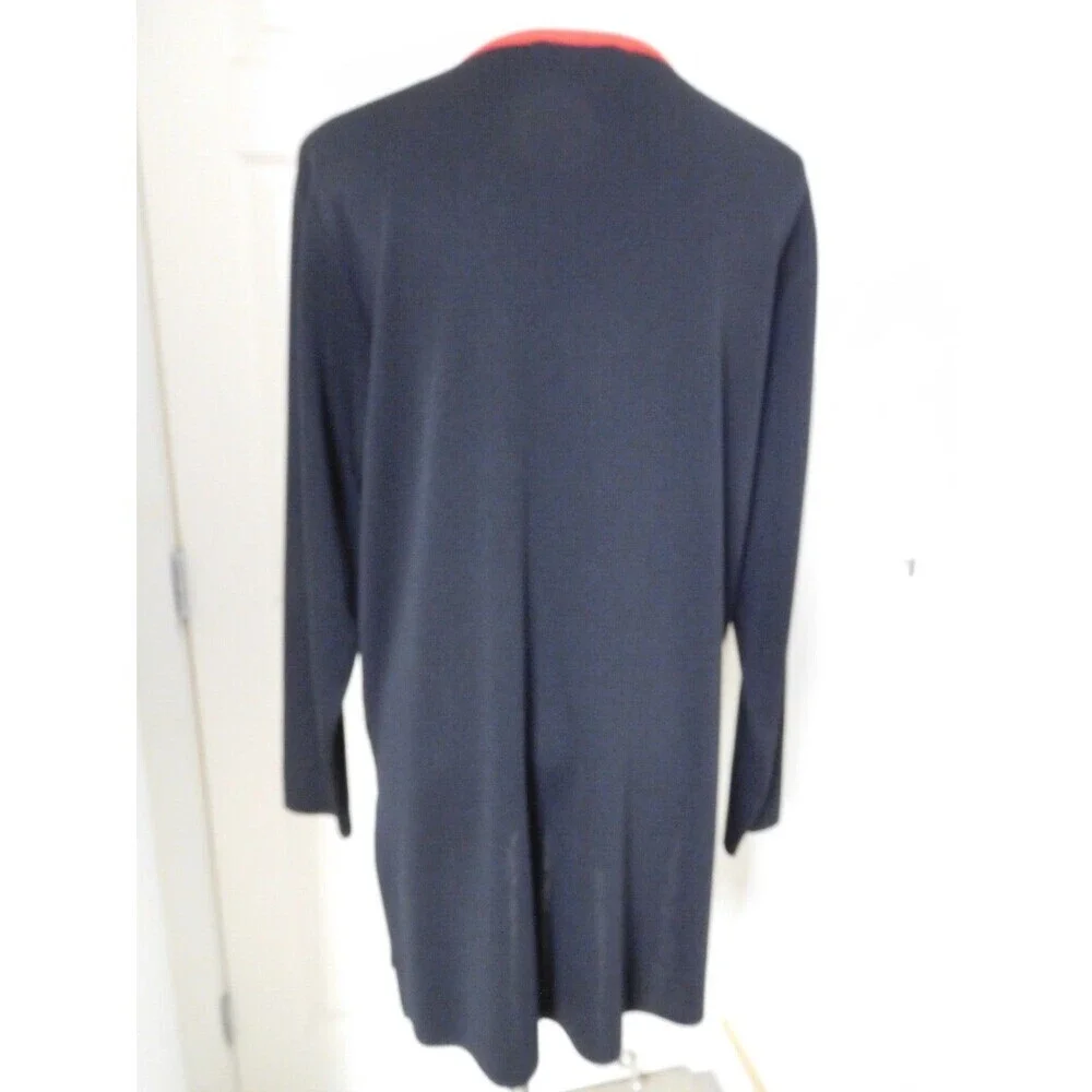 Women's EXCLUSIVELY MISOOK Black with Red Trim Open Front Long Cardigan Small
